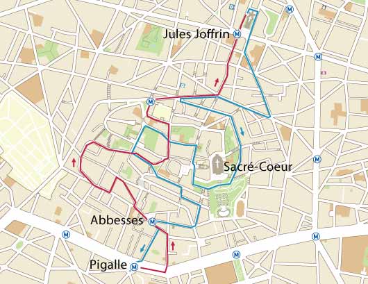 Ruta del autobus de Montmartre