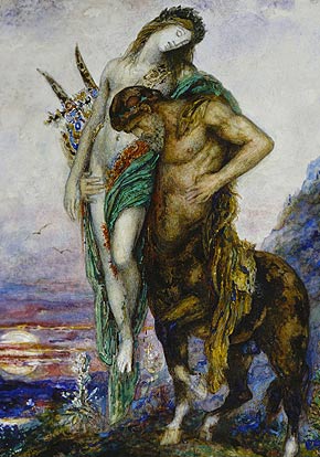Poeta muerto llevado por un centauro, de Gustave Moreau