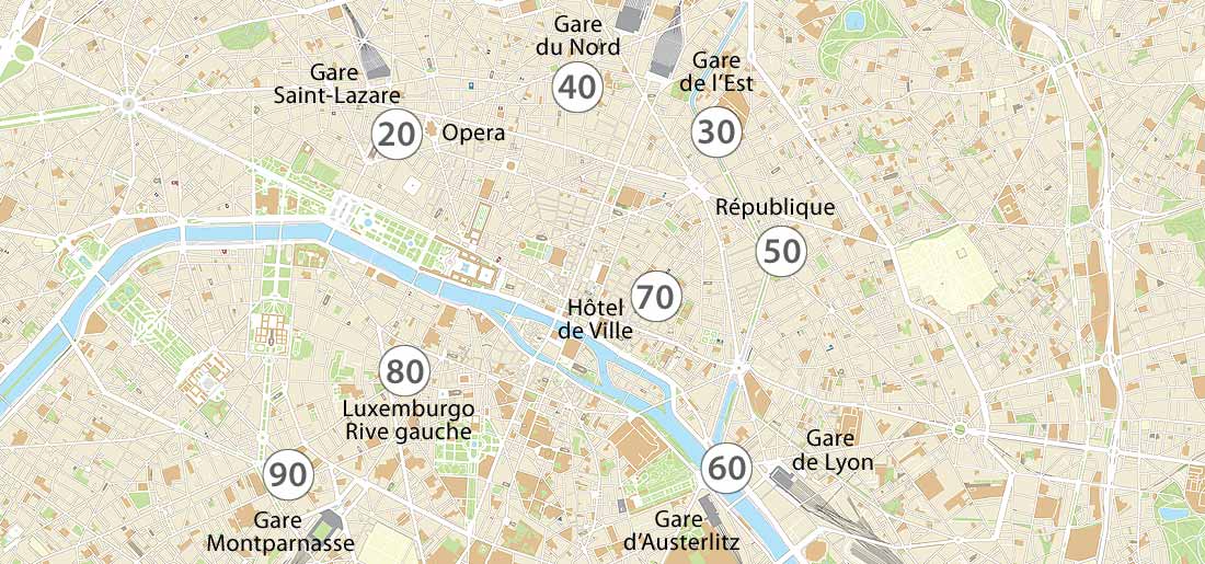Esquema de las líneas de autobuses en París