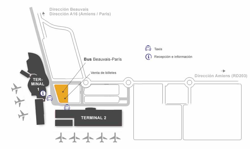 Mapa del aeropuerto de Beauvais