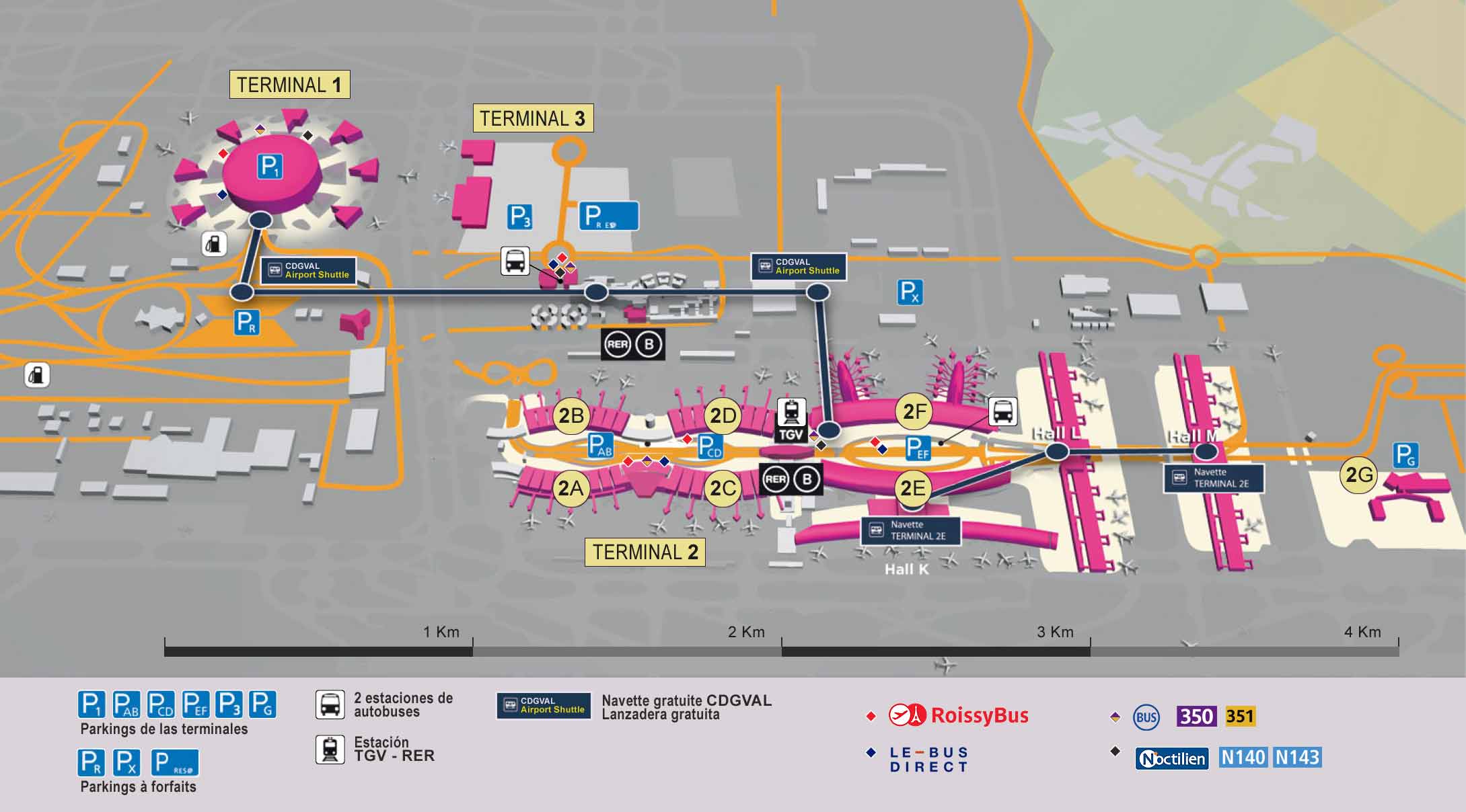 Mapa del aeropuerto Charles de Gaulle, París