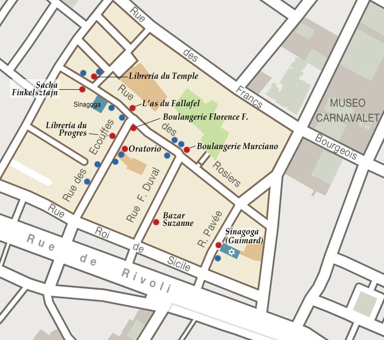Mapa del barrio judío de París