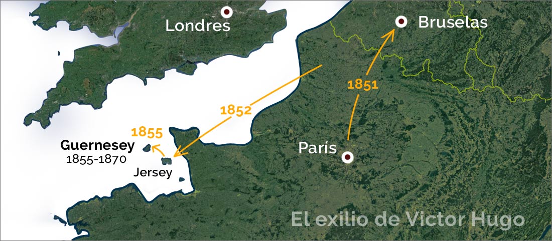 Mapa del exilio de Victor Hugo