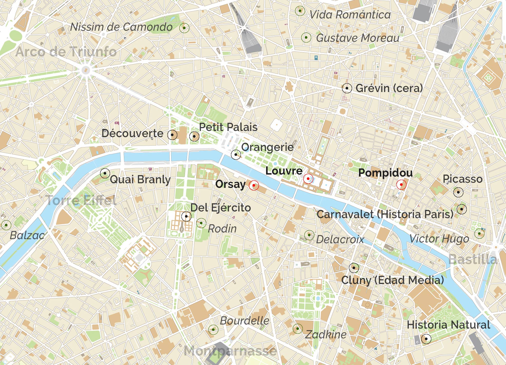 Mapa de los museos de París