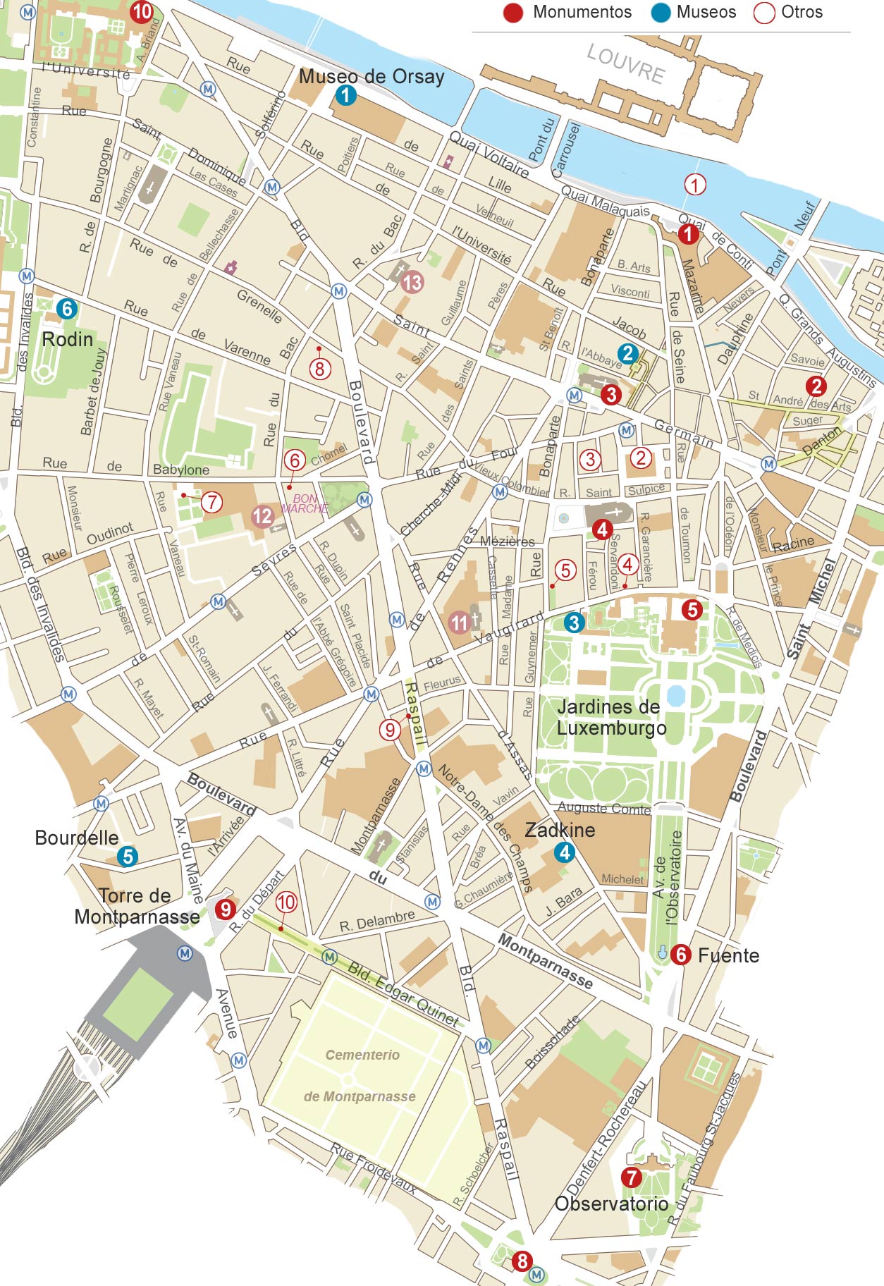 Mapa de París. Zona de Saint-Germain-des-Prés
